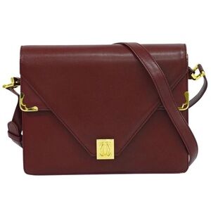 Cartier Burgundy Crossbody Bag with Gold Accents